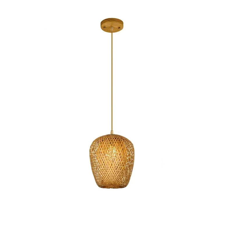 Suspension luminaire bohème bambou artisanal cocon 23cm x 26cm Mon Luminaire™