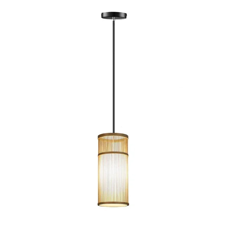 Suspension luminaire bohème bambou artisanal cylindre 16x33cm Mon Luminaire™