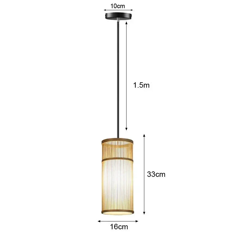Suspension luminaire bohème bambou artisanal cylindre 16x33cm Mon Luminaire™