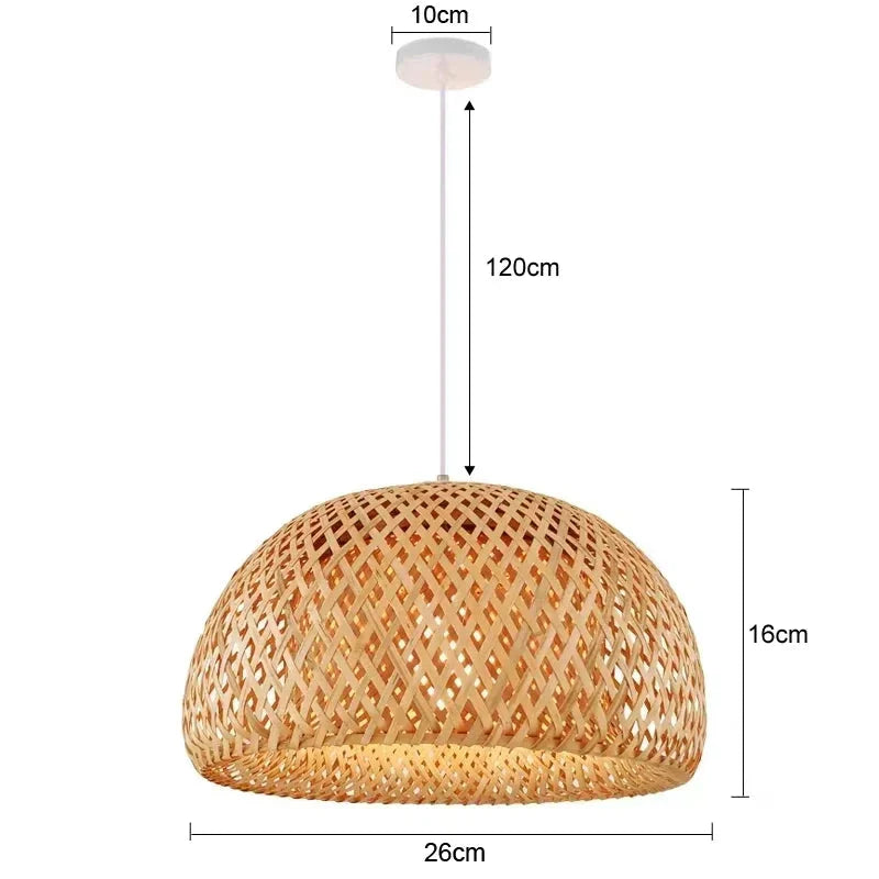 Suspension luminaire bohème bambou artisanal vasque Blanc Mon Luminaire™