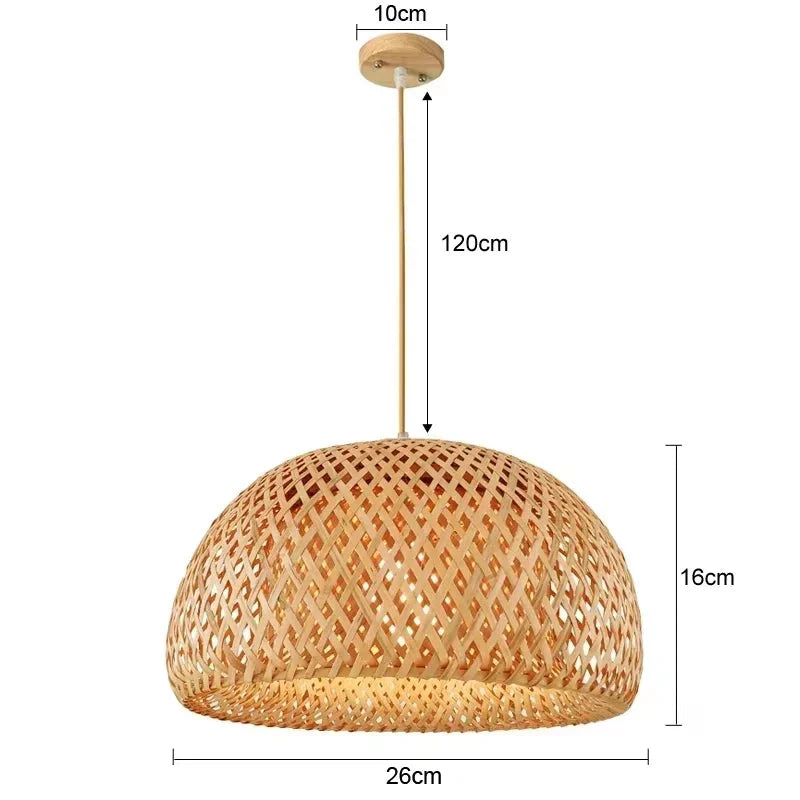 Suspension luminaire bohème bambou artisanal vasque Bois Mon Luminaire™