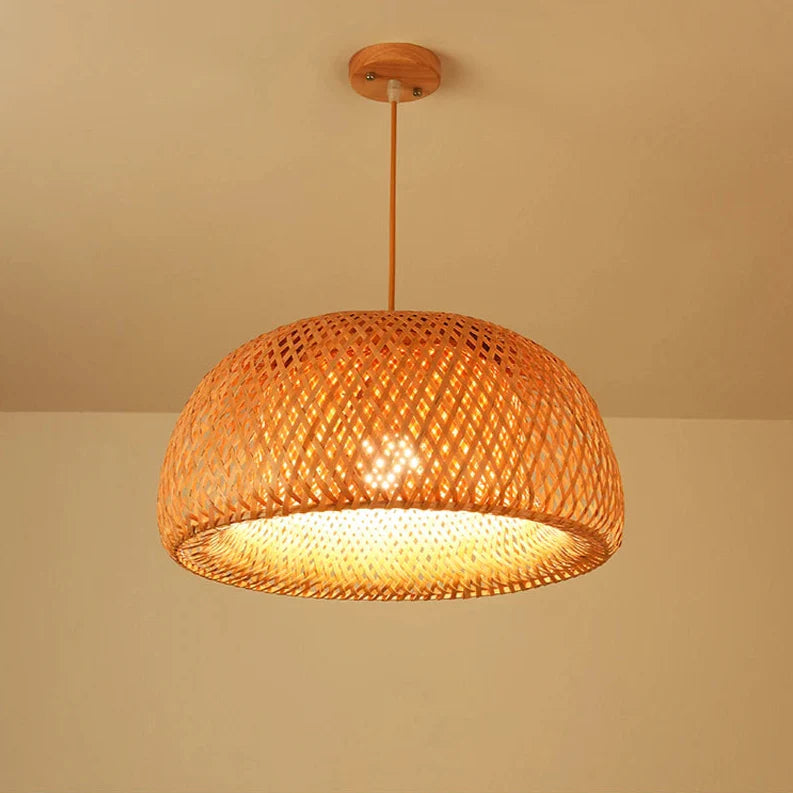 Suspension luminaire bohème bambou artisanal vasque Mon Luminaire™