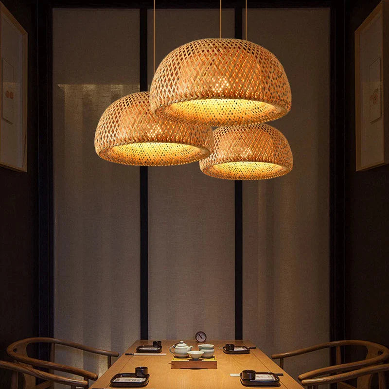 Suspension luminaire bohème bambou artisanal vasque Mon Luminaire™