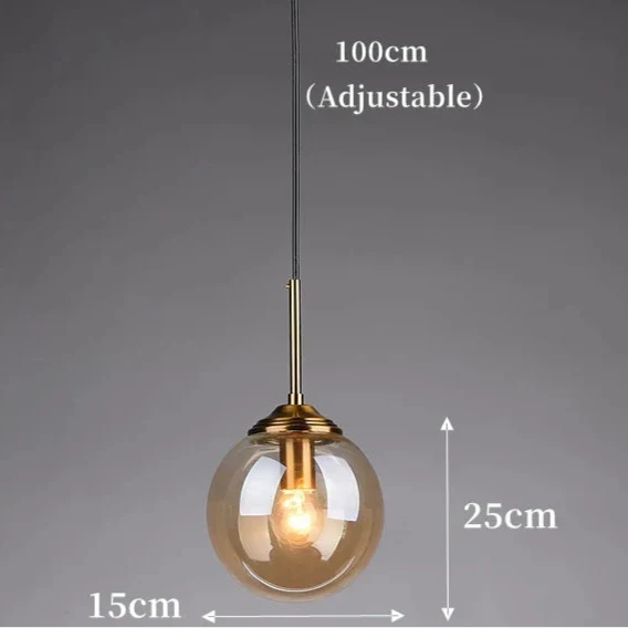 Suspension luminaire design en verre teinté boule Ambré / Blanc chaud (3000K) Mon Luminaire™