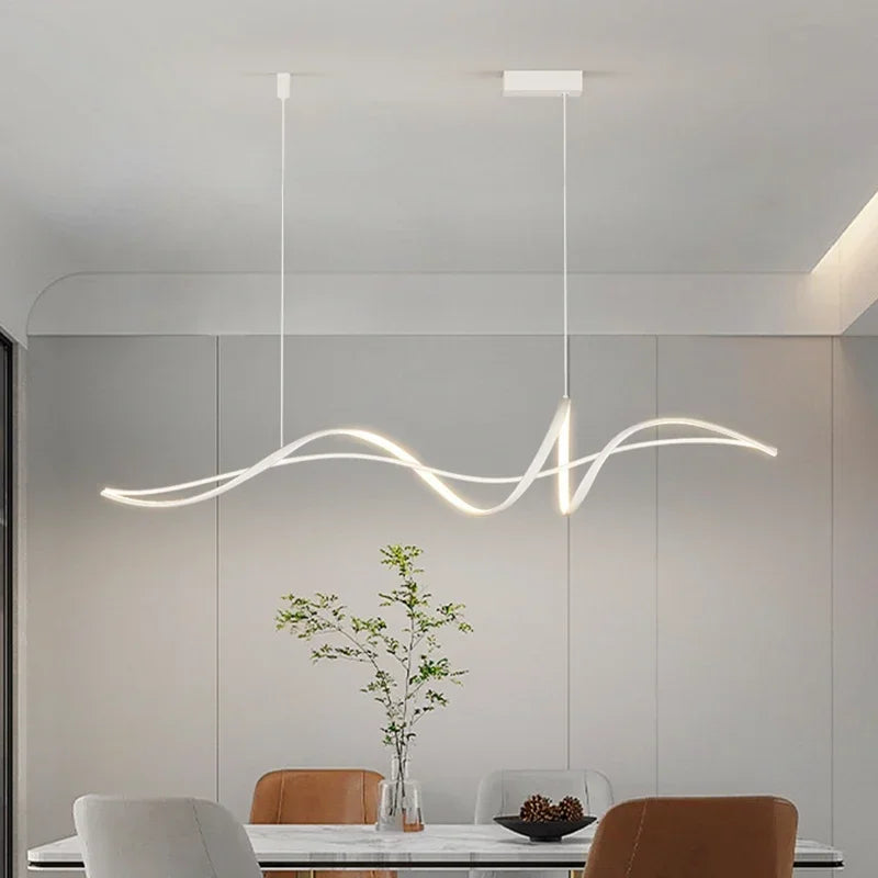 Suspension luminaire design minimaliste signature Blanc B / 120cm / Blanc chaud (3000K) Mon Luminaire™