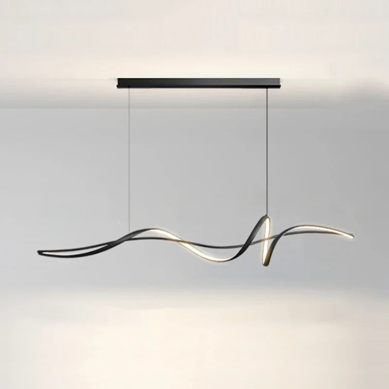 Suspension luminaire design minimaliste signature Noir A / 120cm / Blanc chaud (3000K) Mon Luminaire™
