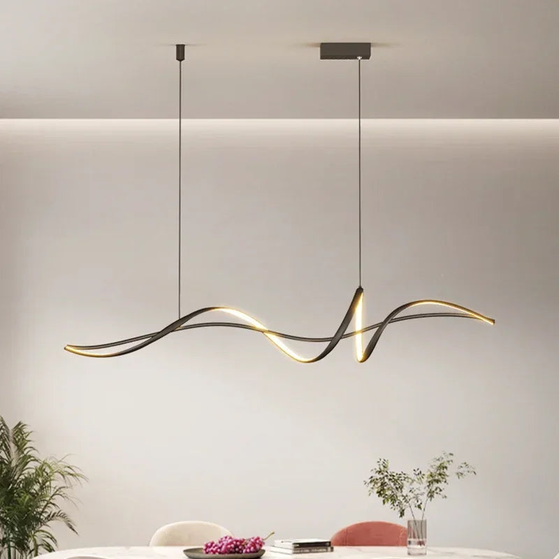 Suspension luminaire design minimaliste signature Noir B / 120cm / Blanc chaud (3000K) Mon Luminaire™