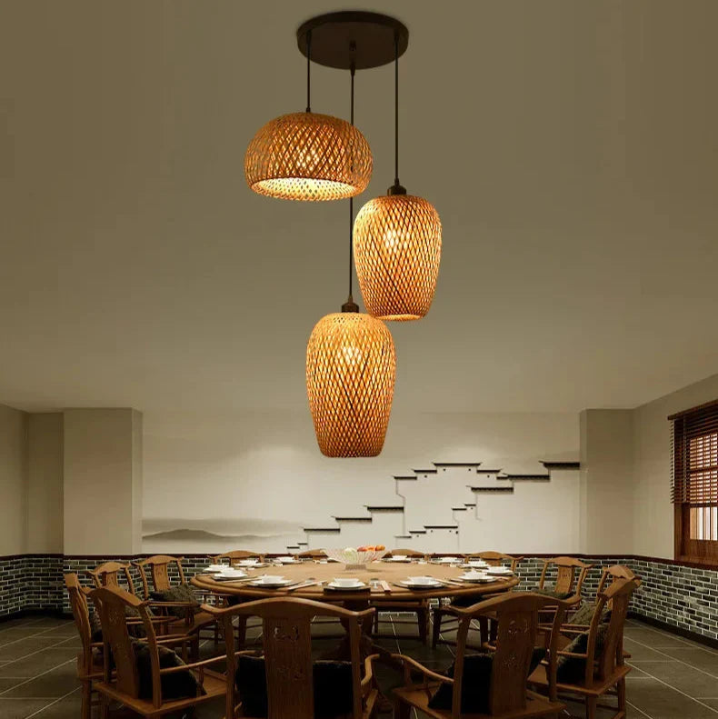 Suspension luminaire en osier artisanal style Bali Mon Luminaire™