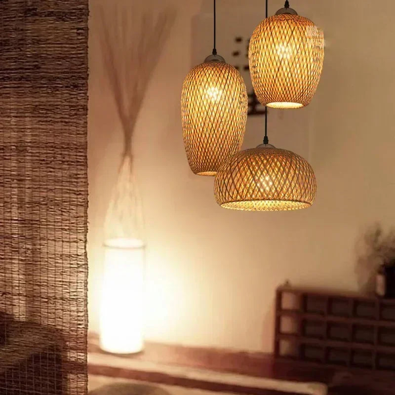 Suspension luminaire en osier artisanal style Bali Mon Luminaire™