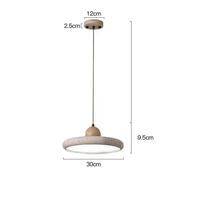 Suspension luminaire en pierre naturelle de travertin 30cm / Blanc chaud (3000K) Mon Luminaire™