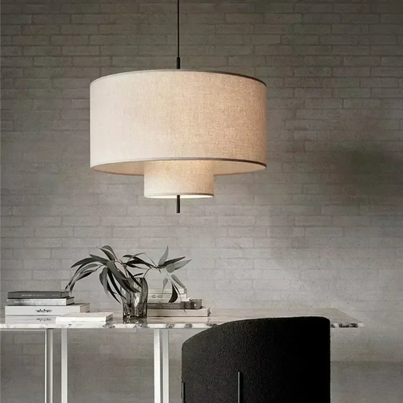 Suspension luminaire en tissu Wabi-sabi design chinois 40cm / Blanc chaud (3000K) Mon Luminaire™