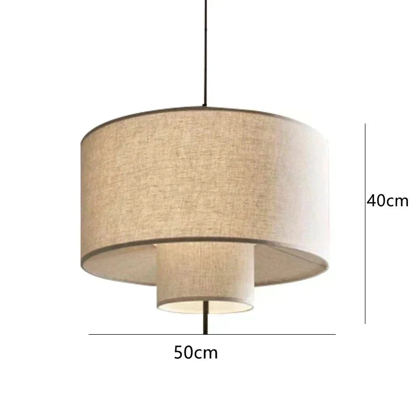 Suspension luminaire en tissu Wabi-sabi design chinois 50cm / Blanc froid (6000K) Mon Luminaire™
