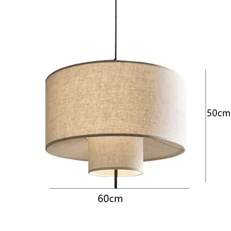 Suspension luminaire en tissu Wabi-sabi design chinois 60cm / Blanc froid (6000K) Mon Luminaire™
