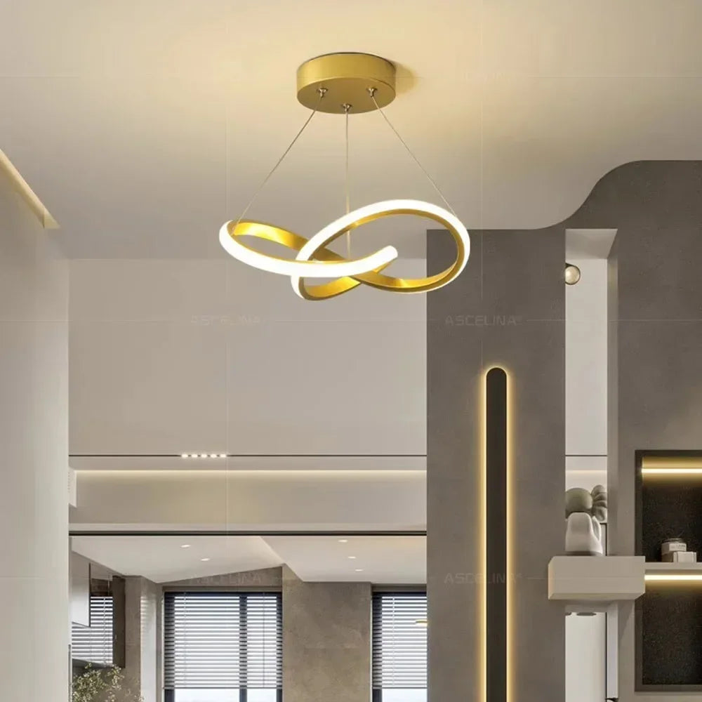 Suspension luminaire nordique nœud LED dorée 24cm / Blanc chaud (3000K) Mon Luminaire™