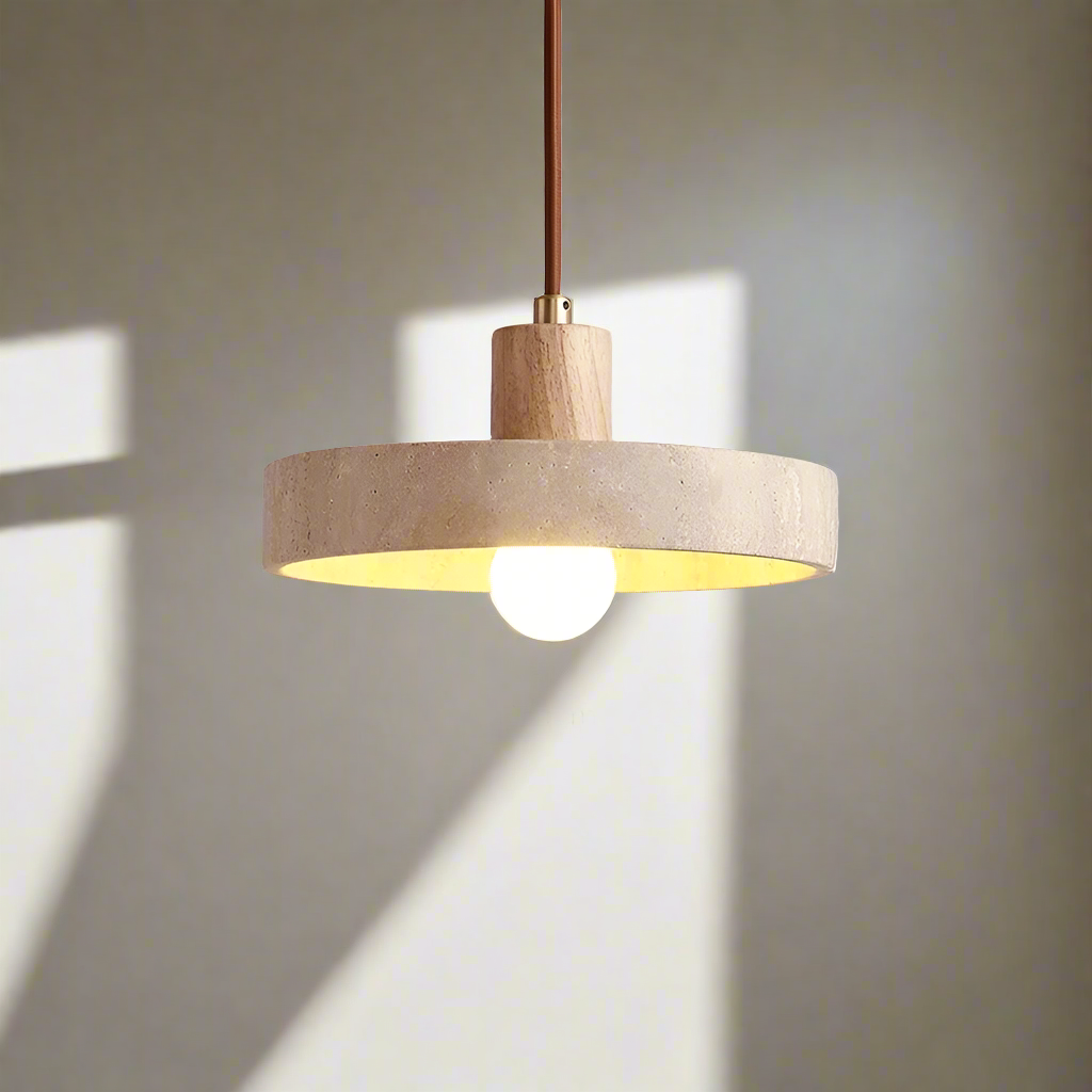 Suspension luminaire style pierre bois clair moderne Mon Luminaire™