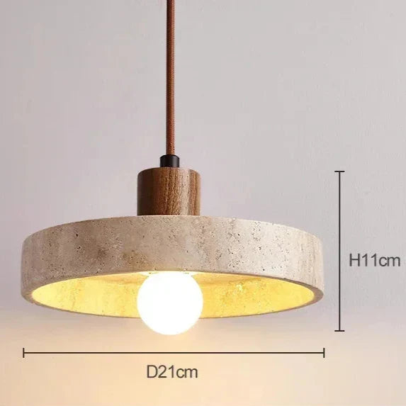Suspension luminaire style pierre bois foncé moderne Blanc froid (6000K) Mon Luminaire™