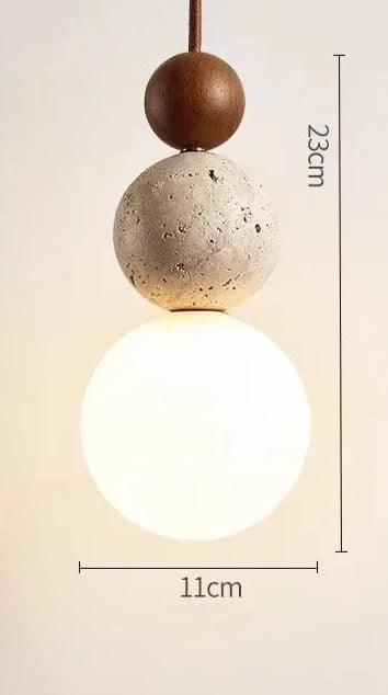 Suspension luminaire style pierre bois foncé moderne boules Blanc froid (6000K) Mon Luminaire™