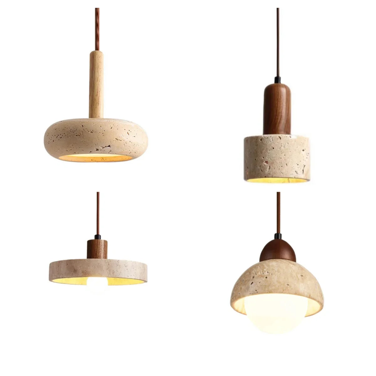 Suspension luminaire style pierre bois foncé moderne Mon Luminaire™