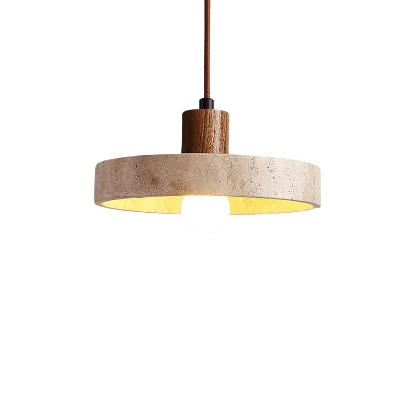 Suspension luminaire style pierre bois foncé moderne Mon Luminaire™