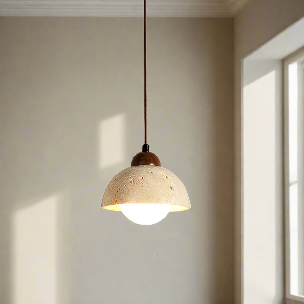 Suspension luminaire style pierre bois moderne Mon Luminaire™