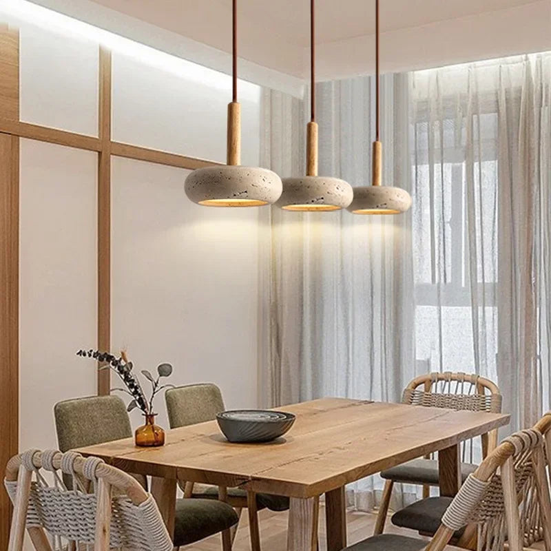 Suspension luminaire style pierre bois moderne Mon Luminaire™