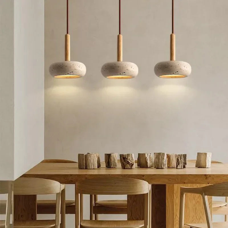 Suspension luminaire style pierre bois moderne Mon Luminaire™