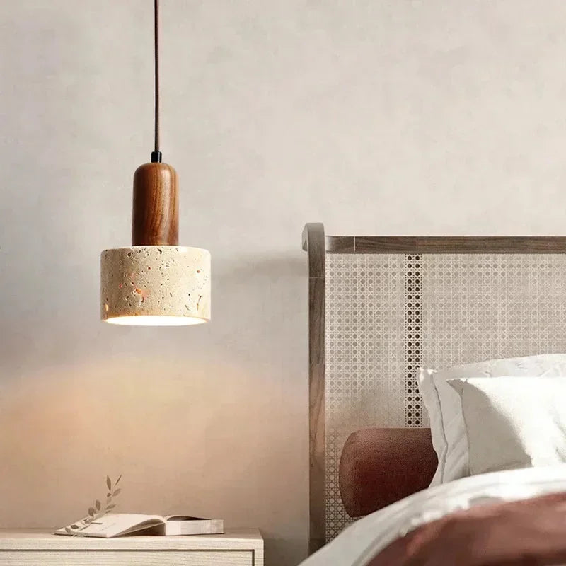 Suspension luminaire style pierre bois moderne torche Mon Luminaire™