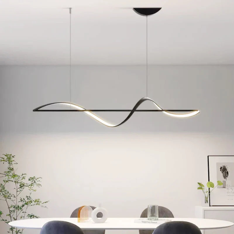 Suspension moderne design spirale noir LED 120cm / Blanc froid (6000K) Maison de la Lumière