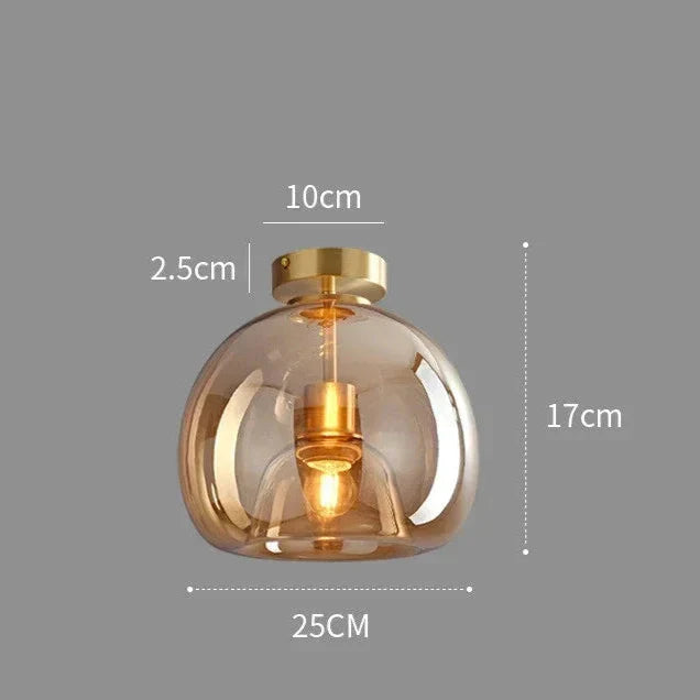Suspension moderne en verre cognac lampe LED A-Doré / Blanc neutre (4000K) Mon Luminaire™