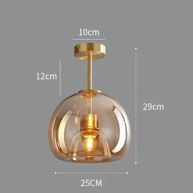 Suspension moderne en verre cognac lampe LED B-Doré / Blanc neutre (4000K) Mon Luminaire™