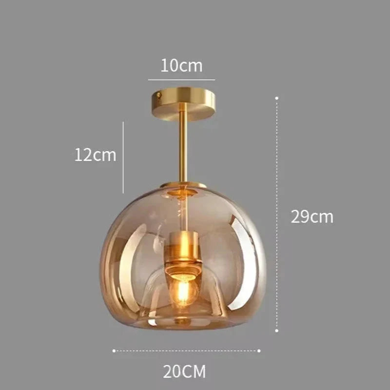 Suspension moderne en verre cognac lampe LED C-Doré / Blanc neutre (4000K) Mon Luminaire™