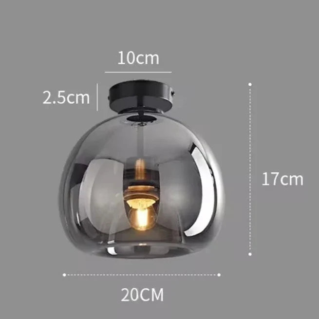 Suspension moderne en verre cognac lampe LED C-Noir / Blanc neutre (4000K) Mon Luminaire™