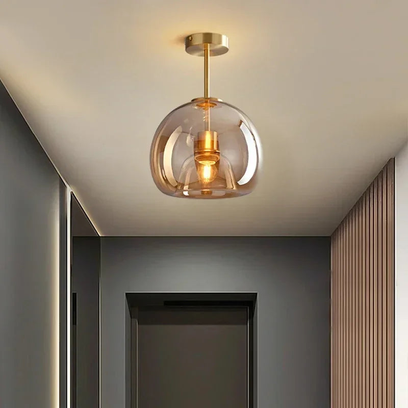 Suspension moderne en verre cognac lampe LED Mon Luminaire™