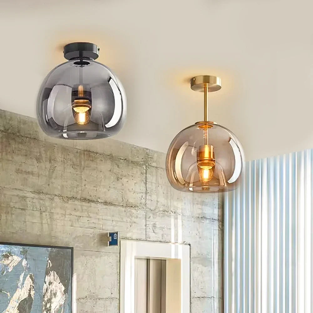 Suspension moderne en verre cognac lampe LED Mon Luminaire™
