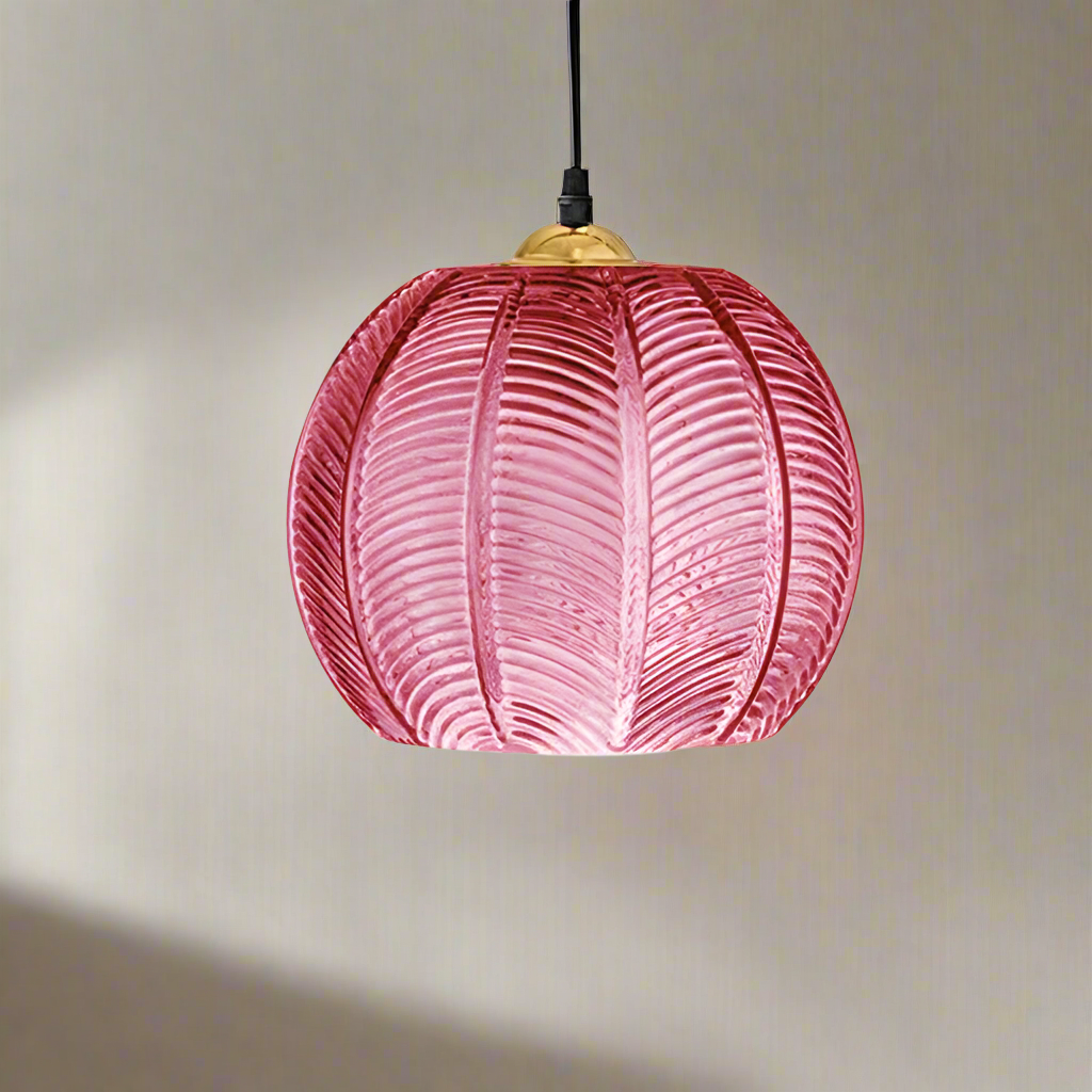 Suspension moderne en verre florale rose Mon Luminaire™