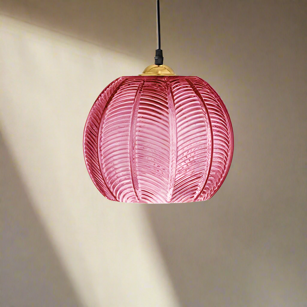 Suspension moderne en verre florale rose Mon Luminaire™