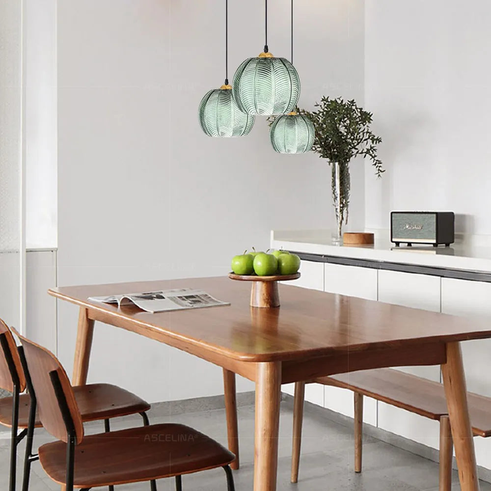 Suspension moderne en verre florale verte Mon Luminaire™