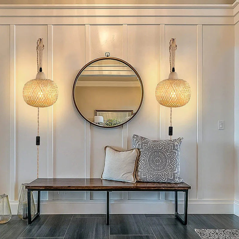 Suspension moderne et traditionnelle en osier Mon Luminaire™