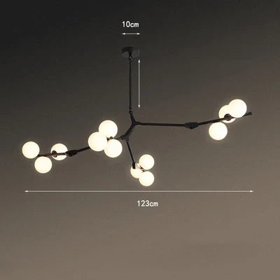 Suspension moderne nordique LED salon noire 12 ampoules 15cm / Blanc chaud (3000K) Mon Luminaire™