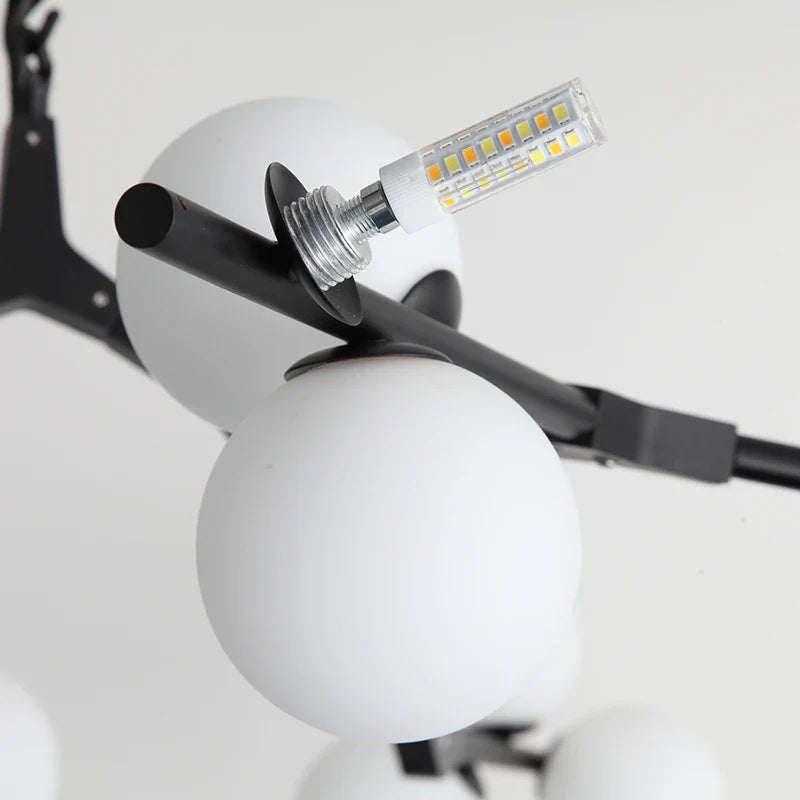 Suspension moderne nordique LED salon noire 12 ampoules Mon Luminaire™