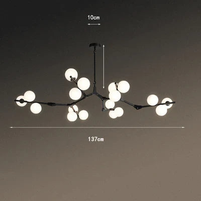 Suspension moderne nordique LED salon noire 18 ampoules 15cm / Blanc chaud (3000K) Mon Luminaire™