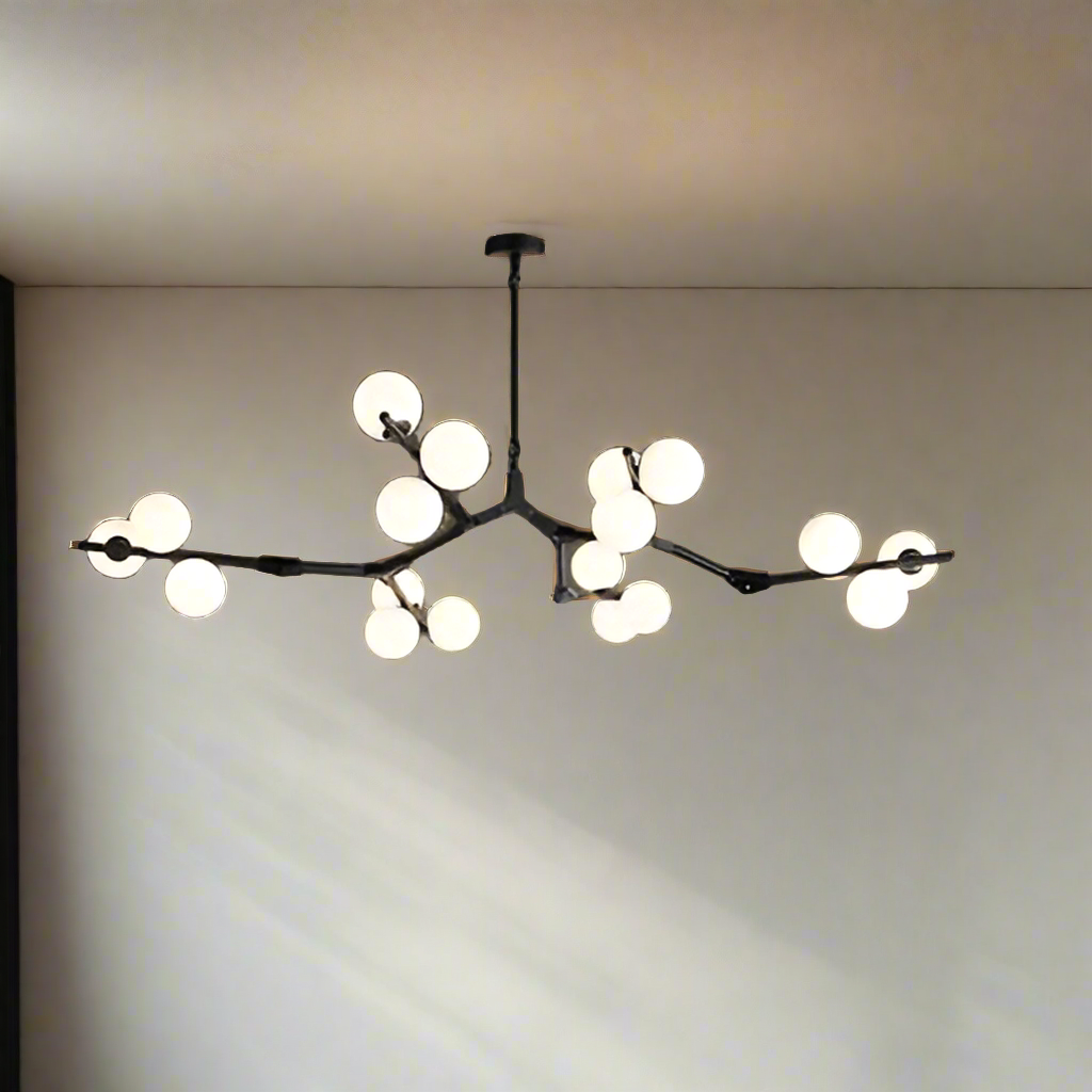 Suspension moderne nordique LED salon noire 18 ampoules Mon Luminaire™