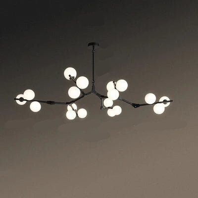 Suspension moderne nordique LED salon noire 18 ampoules Mon Luminaire™