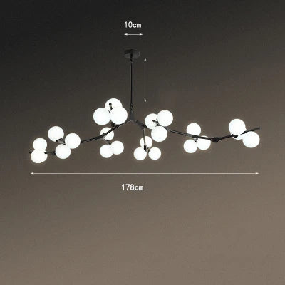 Suspension moderne nordique LED salon noire 24 ampoules 15cm / Blanc chaud (3000K) Mon Luminaire™
