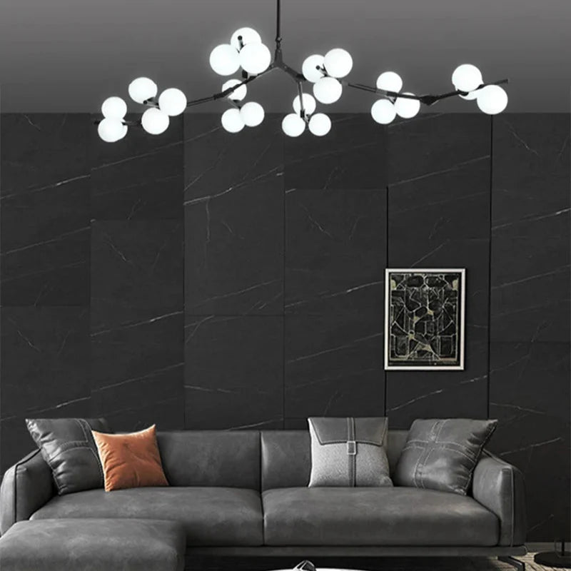 Suspension moderne nordique LED salon noire 24 ampoules Mon Luminaire™