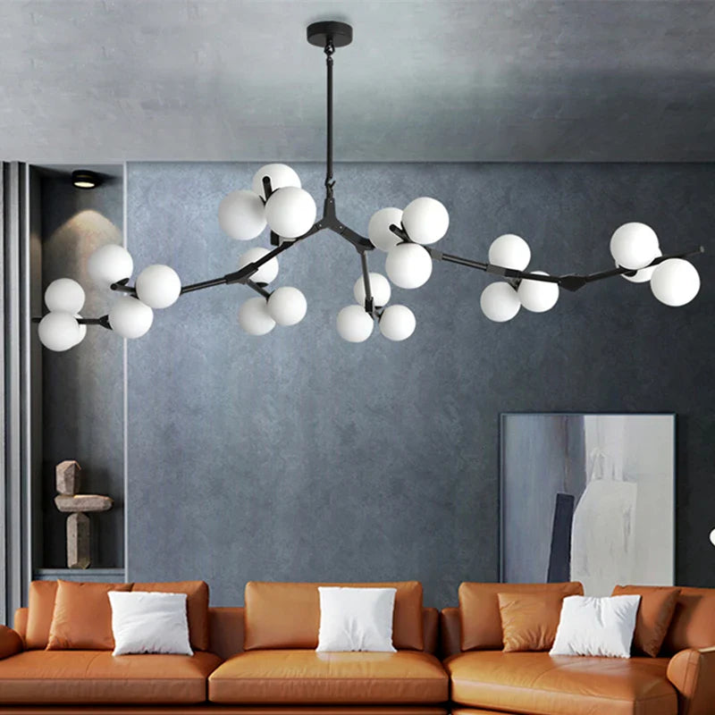 Suspension moderne nordique LED salon noire 24 ampoules Mon Luminaire™