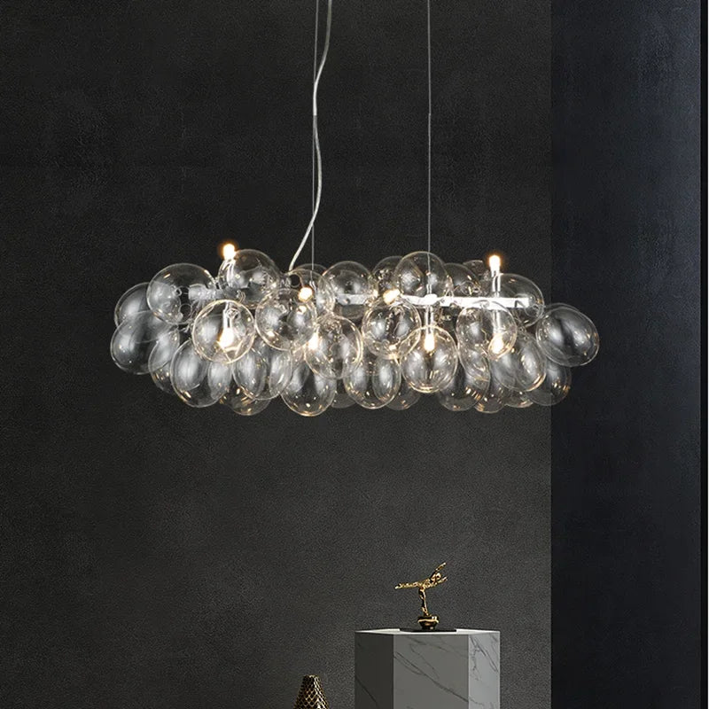 Suspension moderne salon et chambre 8 ampoules Transparent / Blanc froid (6000K) Mon Luminaire™