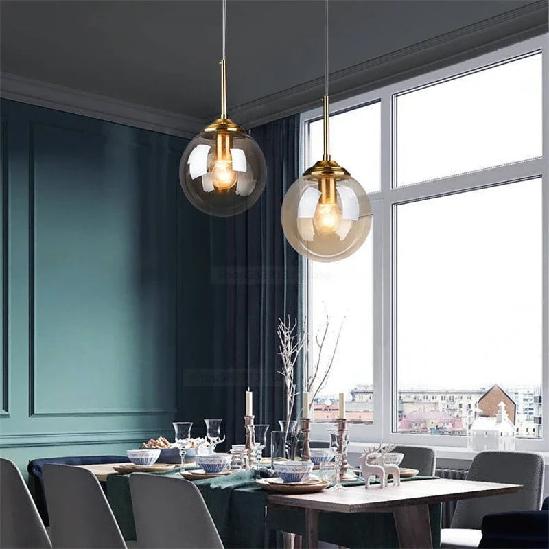 Suspension nordique en forme de boule de verre style vintage Mon Luminaire™