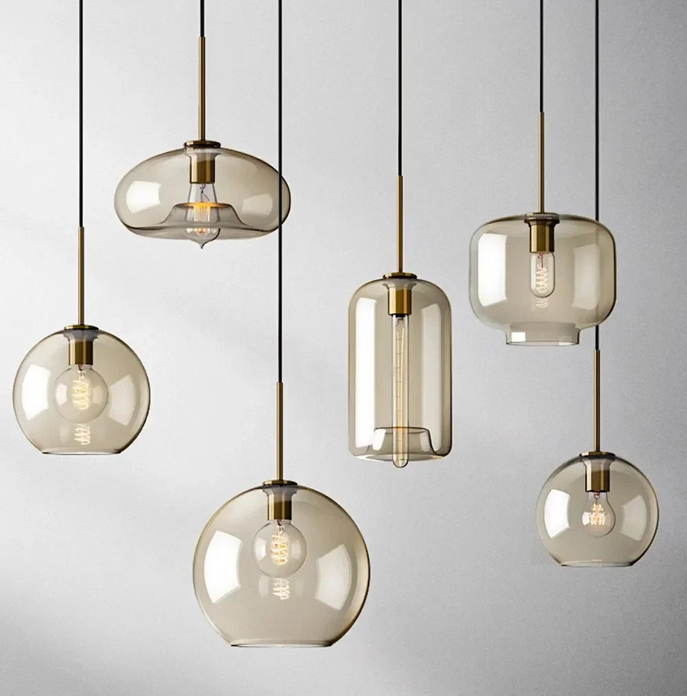 Suspension nordique verre teinté LED Maison de la Lumière