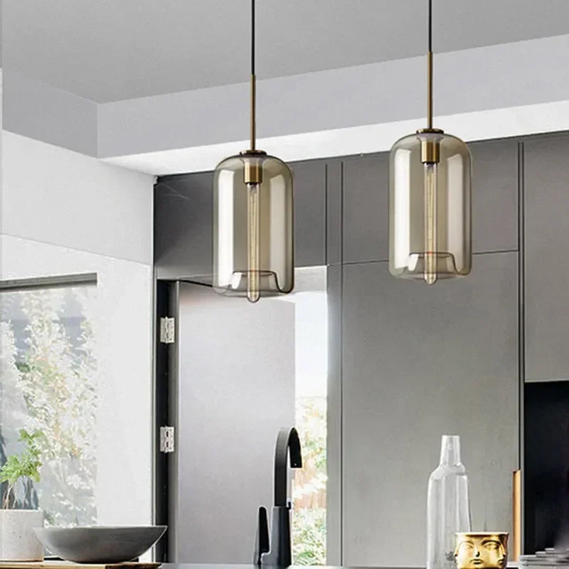 Suspension nordique verre teinté LED Maison de la Lumière